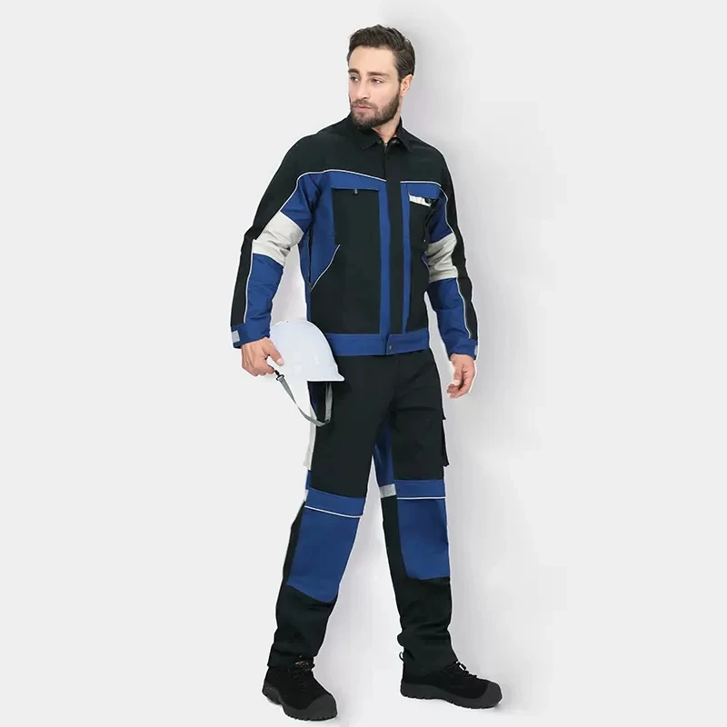 Reflective Work Clothes Suit Workshop Working Uniform for Men Electrician Work Clothes 100% Cotton Jacket and Pants Set