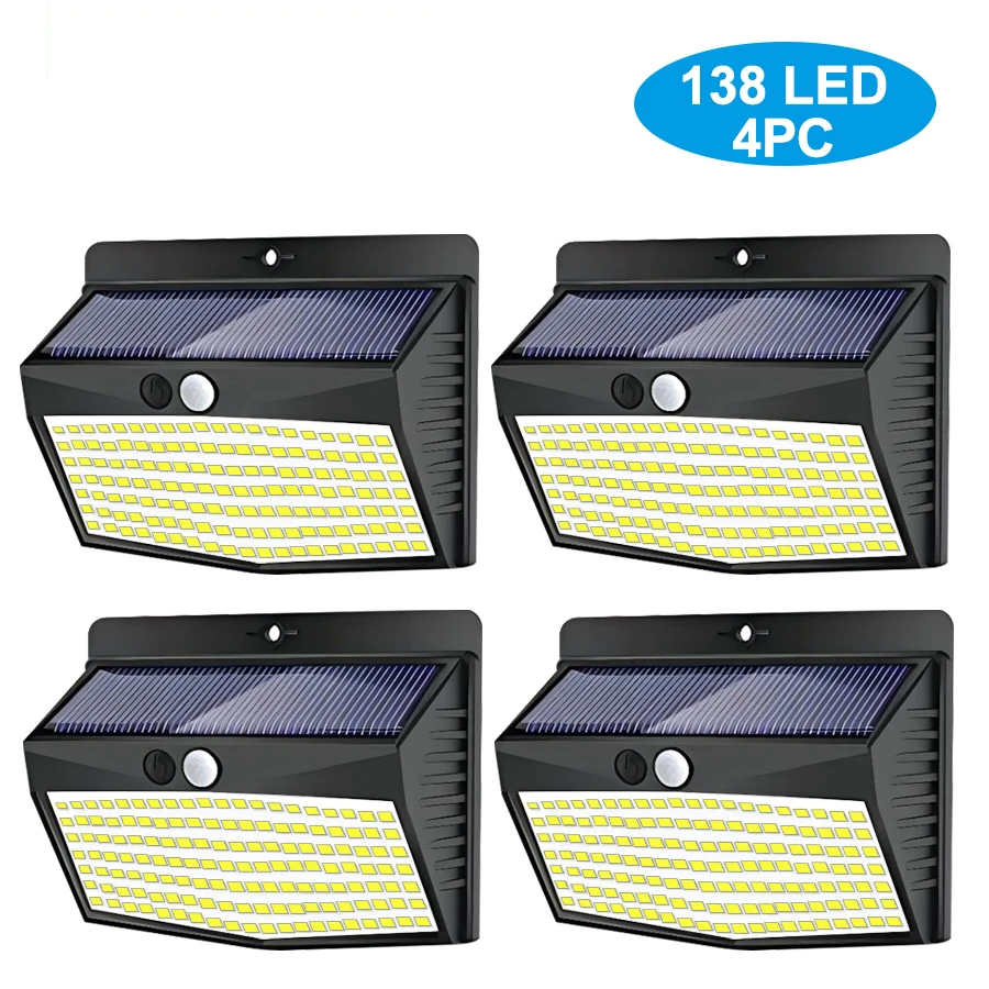 Newstyle Applique Murale Solaire 138 LED Lot de 4 6