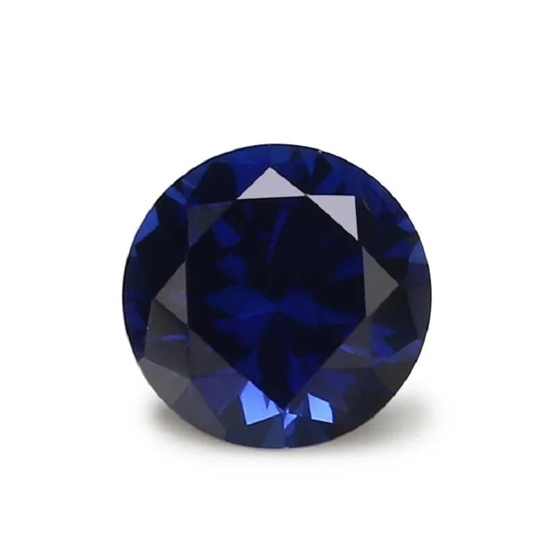 Size 3mm~10mm 34# Synthetic Sapphir- e Round Cut Blue Corundum Stone for Jewelry