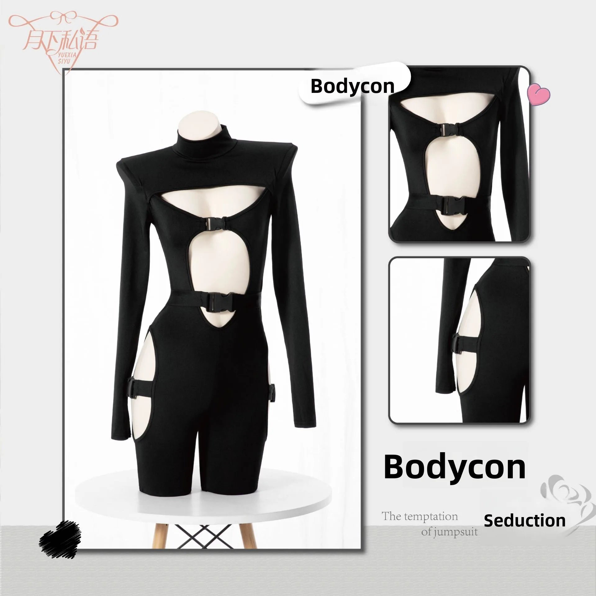 Punk Style Zipper Slim Fit Long Sleeve  Suit Sexy Hollow out Design Halloween Costume for Women Chinese Manufacturer