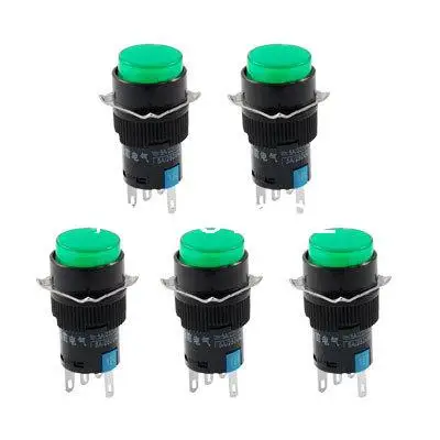 

Green Light Round Cap Latching 1NO 1NC Panel Push Button Switch DC 12V 16mm Mounting Hole