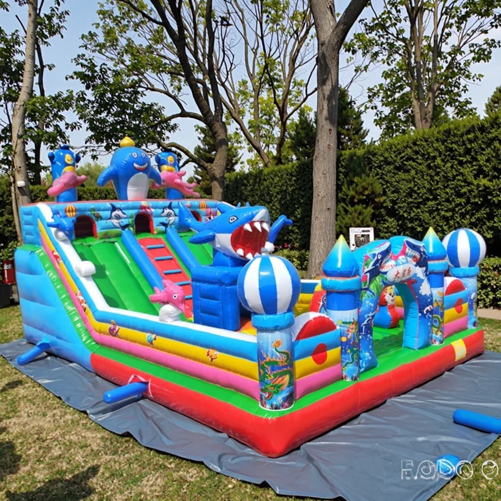 15x8m Inflatable Bounce House, Large Outdoor Bouncy Castle, Water Slides, Bouncer for Kids and Adults, Party Entertainment