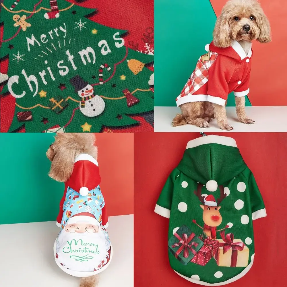 Autumn Winter Dog Christmas Clothes Fleece Hoodies Sweater Coat Christmas Dogs Costume Warm Elk Santa Claus Pets Dog Clothes