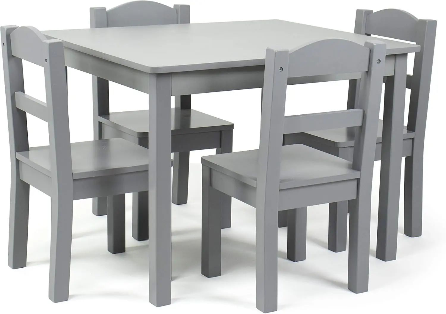 

Kids Wooden Table and 4 Chairs Set, Grey - Sturdy Toddler Activity Table for Arts, Crafts, Snack Time