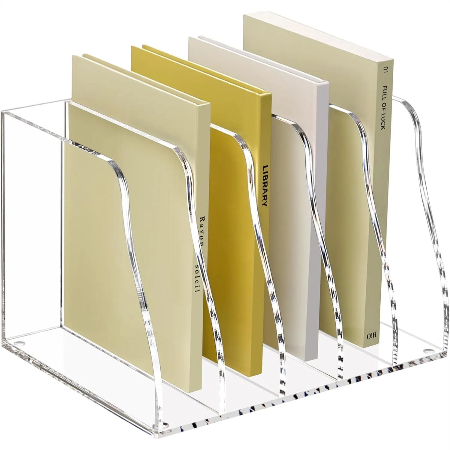 

Acrylic Desk Magazine File Organizer, 5 Vertical Compartments Clear Document Sorter for Office Storage, B5 Size