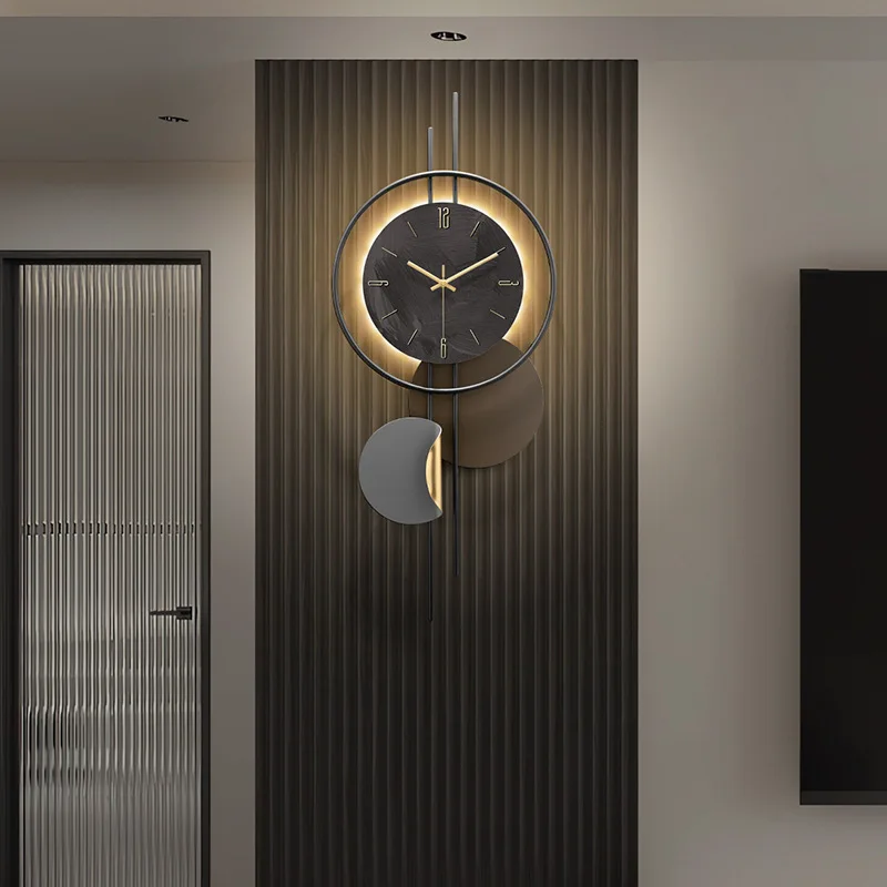 Dekorative Wanduhr mit Holzgitter, TV-Hintergrund, neu, 2024