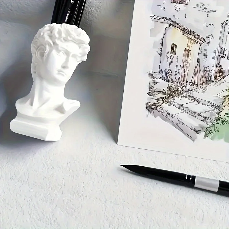 Set di pennelli rotondi in pelo di scoiattolo da 7 pezzi per acquerello, inchiostri, guazzo e tempera, qualità professionale per artisti, penna con manico in legno