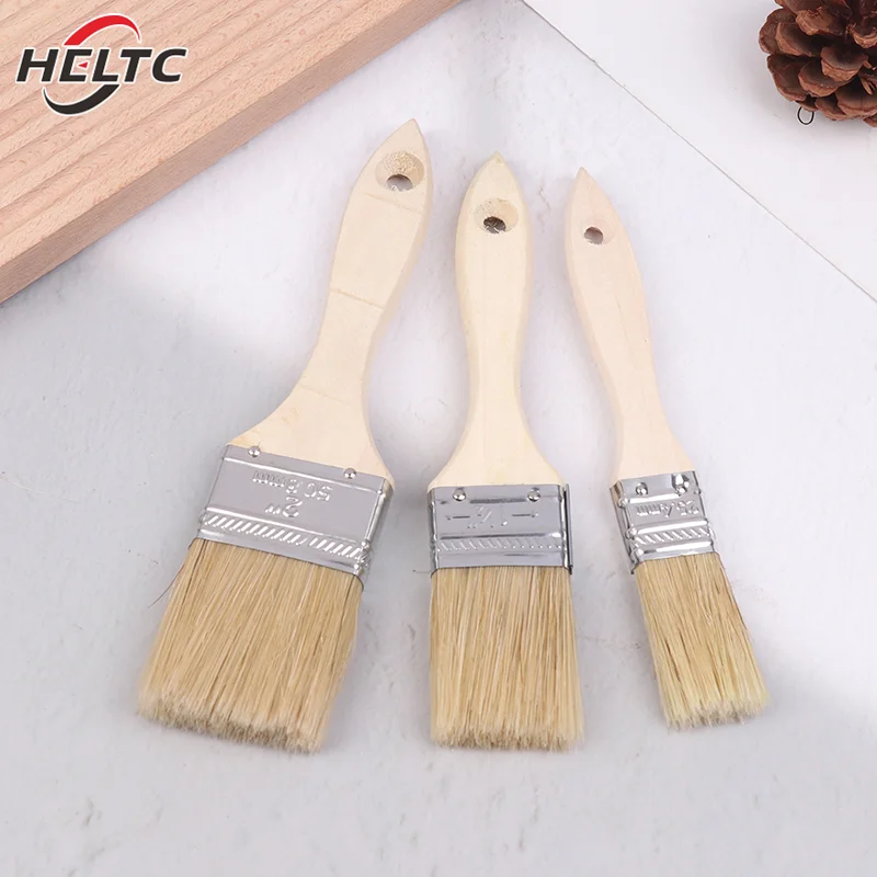 3pcs Paint Brush Wooden Handle BBQ Brush Soft Hair Painting Brushes For Wall And Furniture Paint Tool Set