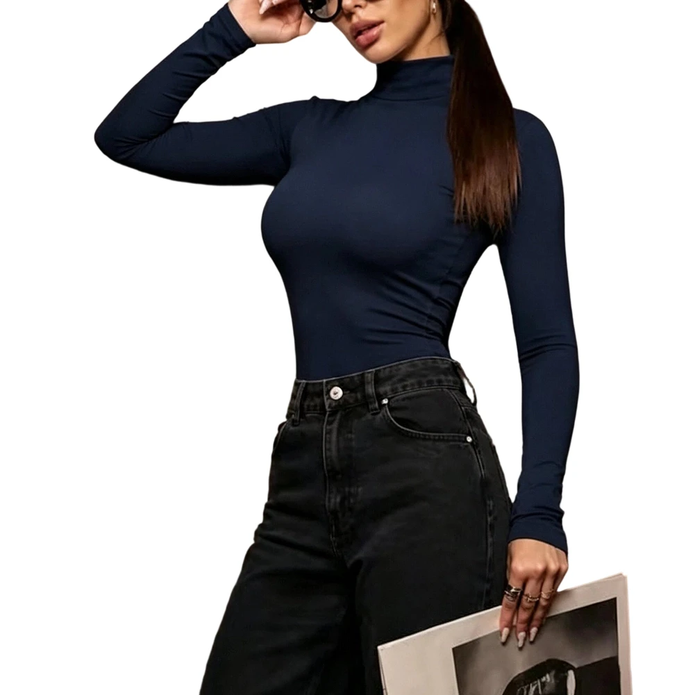 Turtleneck Undershirt Women Turtleneck Tops For Layering Under Coat High Elasticity Fabric Regular Clothing Length