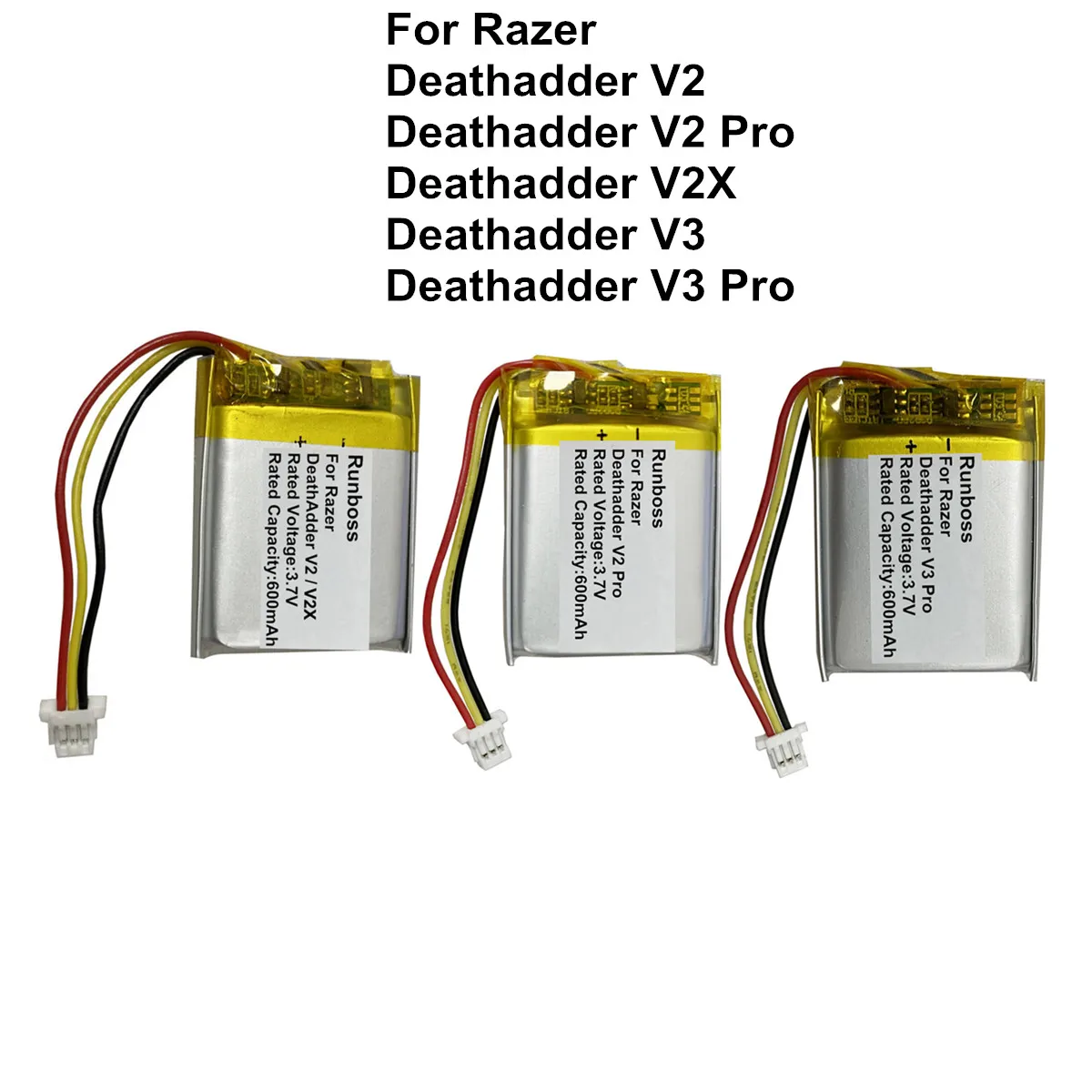 Wireless Mouse Replacement Battery 300mAh/600mAh For Razer Deathadder V2 V2X /V3 / V3 Pro RZ01-0463