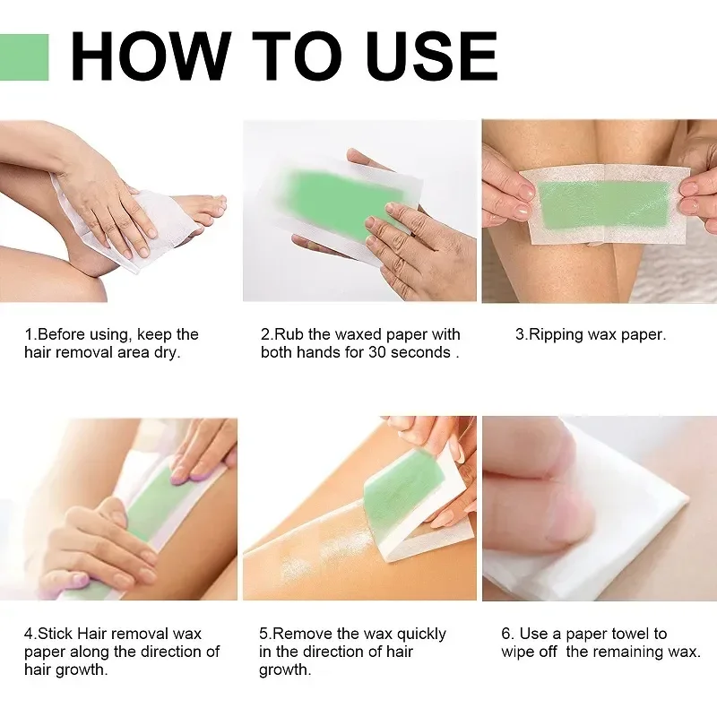 Professional 5/10/50/100 Sheets Hair Removal Wax Strips, Double Sided Wax Paper, Depilation, Bikini, Leg, Body, Face, Useful - view 6