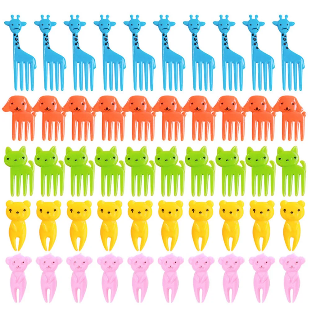 

50 pcs Cartoon Animal Fruit Forks Food Picks Dessert Bento Appetizer Picks Mixed Shapes Cute Animal Forks For Snacks Sandwich