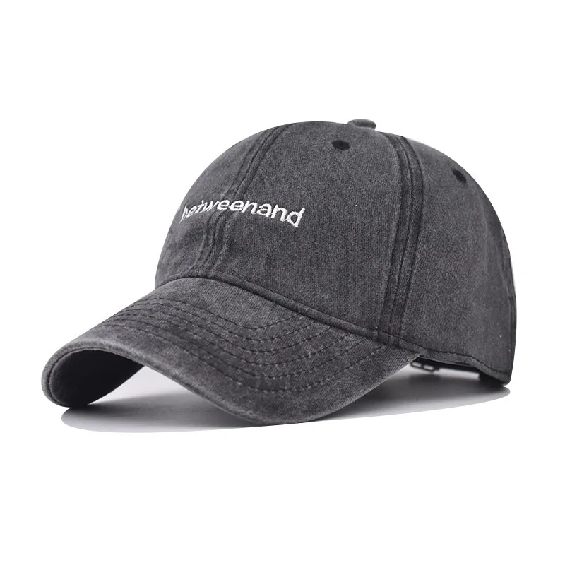 

Washed Vintage Style Betweenand Embroidery Baseball Unisex Small Letter Distressed Dad Hat