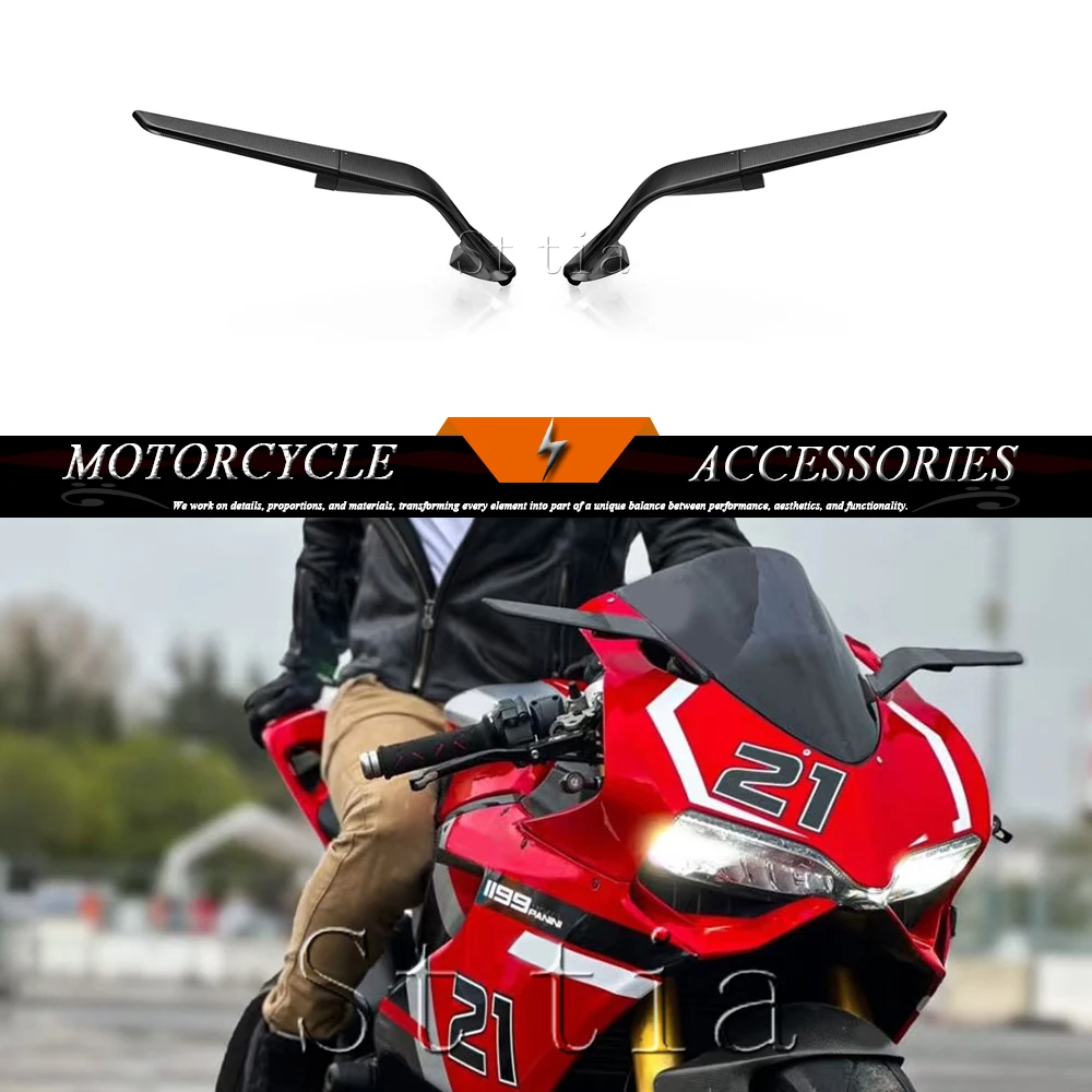 

Motorcycle Mirrors For Ducati Panigale 899 ABS 1199 S PANIGALE 1199 899 Stealth Winglets Adjustable Wind Wing Rear View Mirror