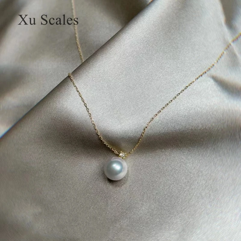 Liontin Mutiara Alami 9-11Mm S925 Perak Murni Putri Aurora Sedikit Cacat Edison Putih Air Tawar Kalung Perhiasan Mutiara