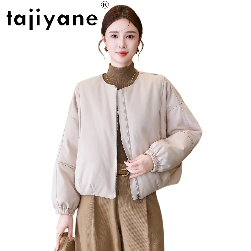 Kurtki puchowe damskie TAJIYANE, 90% biały puch gęsi, prosty krój z okrągłym dekoltem, stylowe krótkie kurtki puchowe, odzież zimowa damska 2025, пуховик