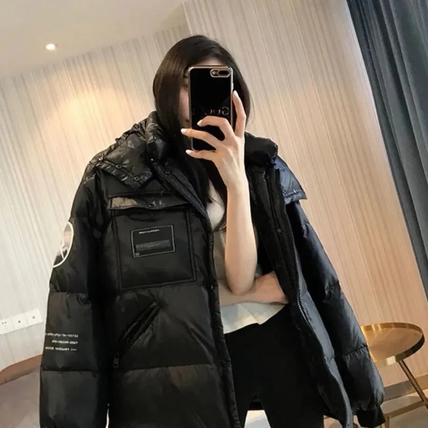 

2025 Winter New Short Hooded Casual Fashion Couple's Puffy White Duck Down Anti-Cold Jacket