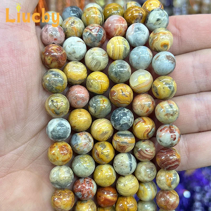 Natural stone Crazy yellow agate beads For Jewelry Making DIY Handstring Accessories Rings Bracelets 15