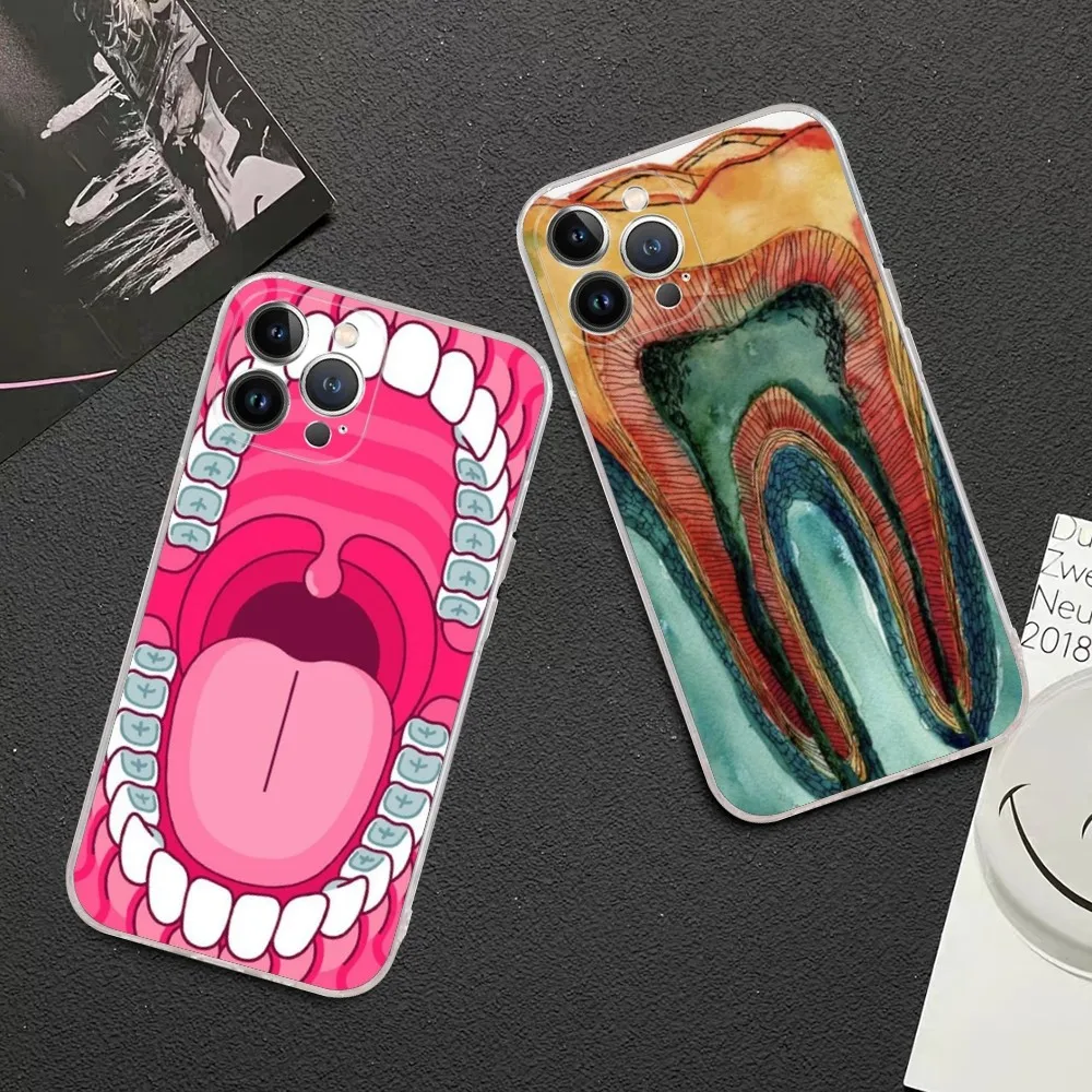 Wisdom Teeth Dentist Tooth Phone Case For iPhone 15 14 13 12 Mini 11 Pro XS Max X XR SE 6 7 8 Plus Soft Silicone Cover