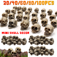 20-100PCS Skeleton Model Halloween Decor Miniature Skulls Heads Mini Skull Figure Spooky Skull Prop Garden Potted Plant Decor
