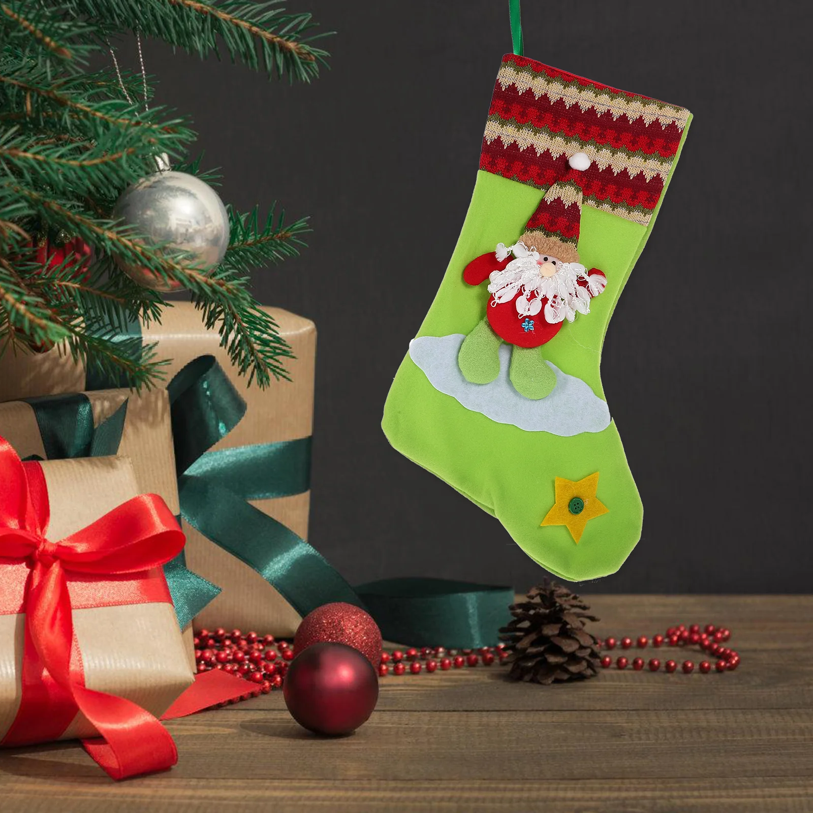 

Christmas Stockings Elf Leg Xmas Decor Hanging Sock Bag Tree Pendant Gift Pouch Festive Party Adornment