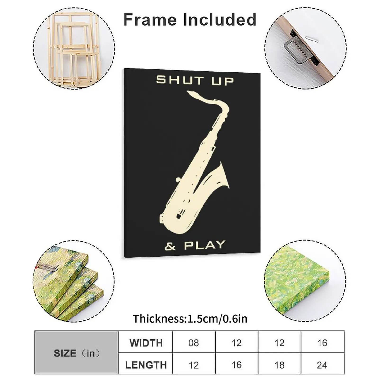 Saxophone Canvas Painting Home Vintage Custom Vintage Cinema Framed Wall Paintings
