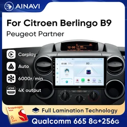 Ainavi Car Radio For Citroen Berlingo B9 Peugeot Partner Car Multimedia Player Wireless Carplay Android Auto GPS HDMI 2 DIN