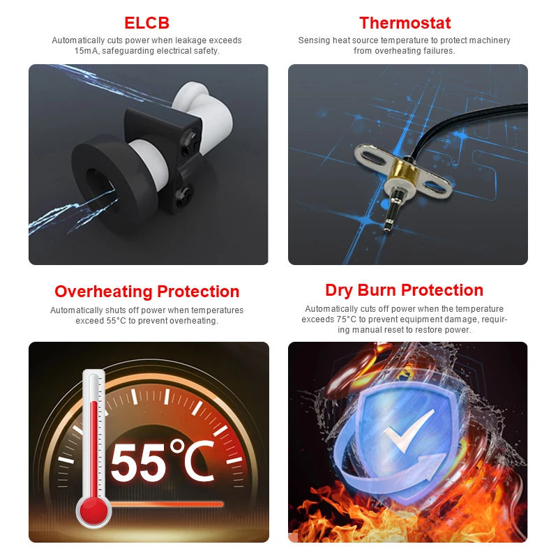 Fast Shipping 6000W 220V Touch Control Remote Control Cast Aluminum element Electric Instant Water Heater Electric