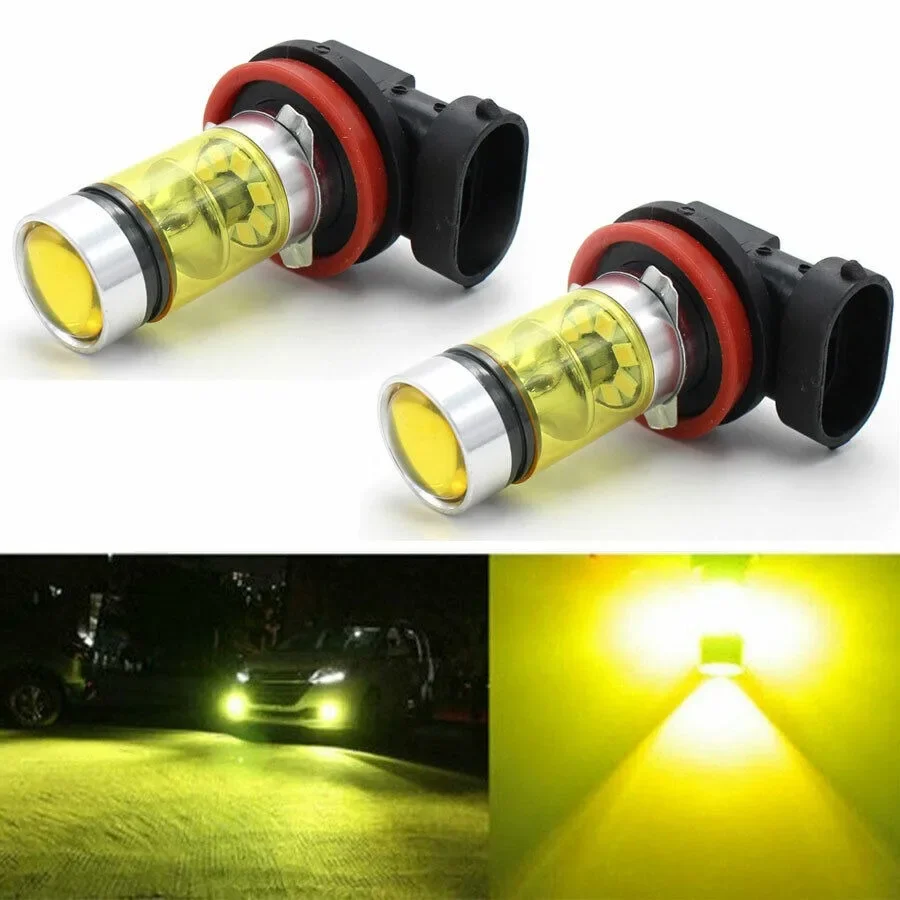2x H11 H8 لمبات LED فائقة السطوع 3000K أصفر 100W 1500LM DRL ضوء الضباب 20-SMD #1