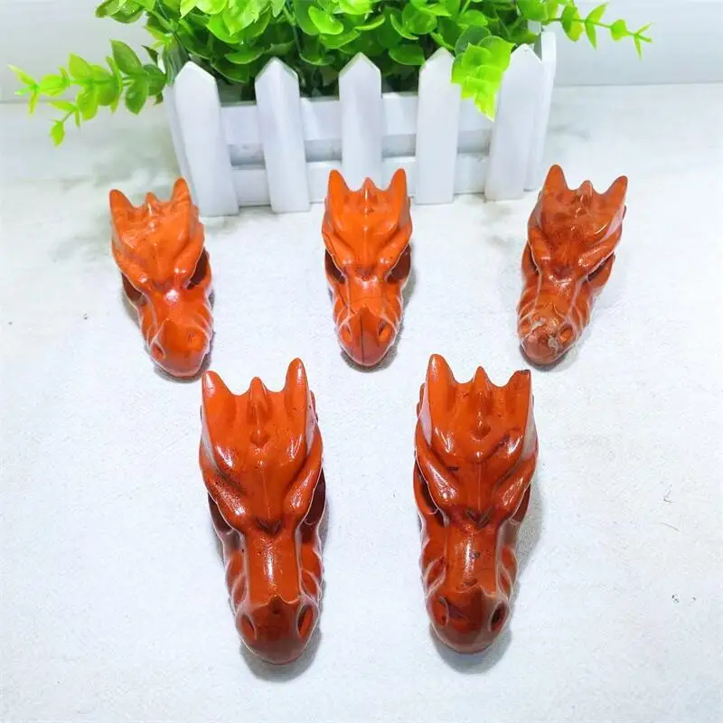 7.7CM Natural Red Jasper Dragon Head Crystal Animal Carving Healing Energy Stone Home Decoration Tabletop Ornaments Gift 1pcs