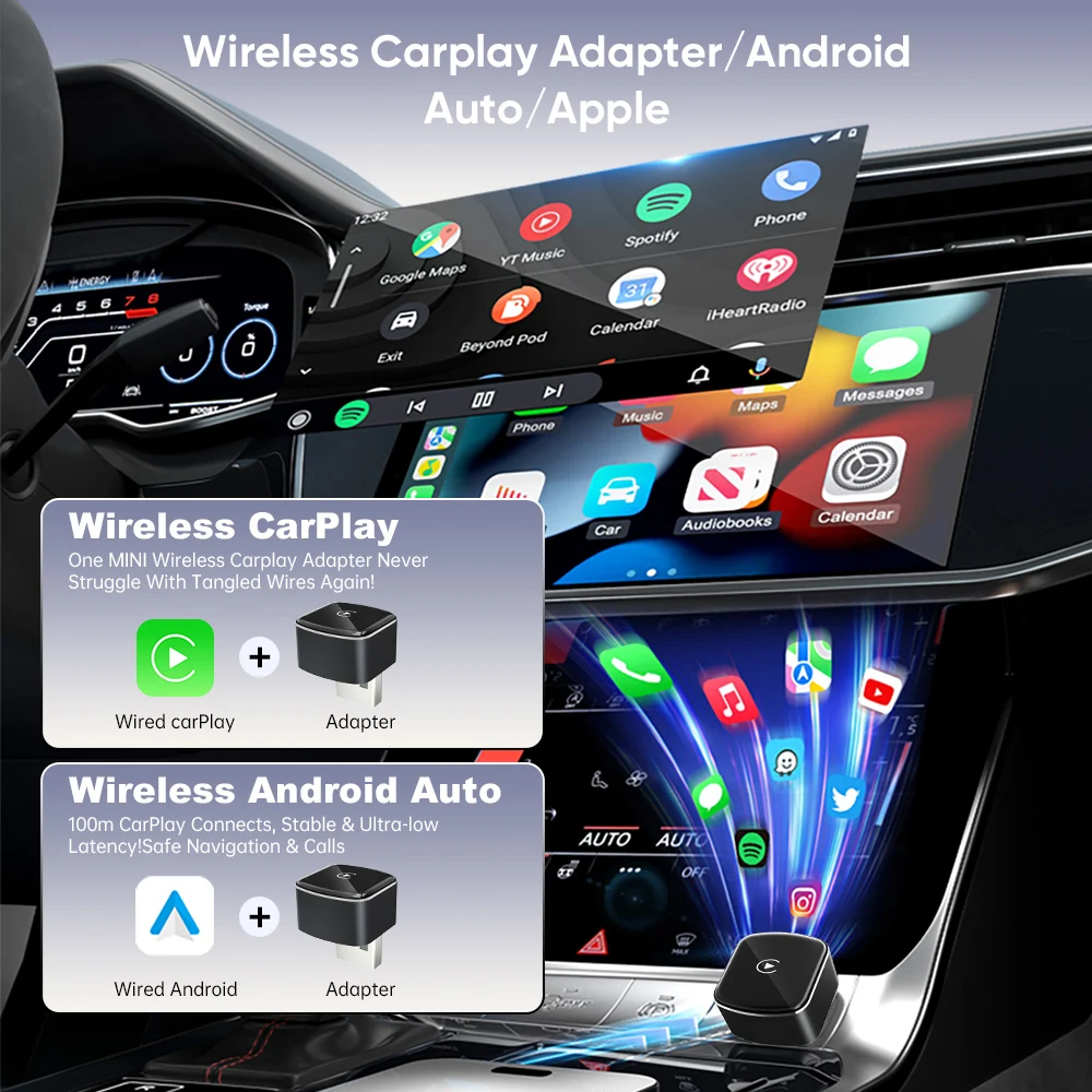 Wireless CarPlay Adapter OEM ODM USB Portable Android 13 for  Gx460 W204  W212 Carplay  6