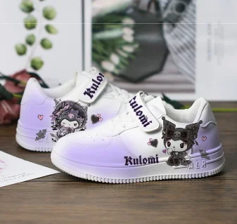 Kuromi Board Shoes Sanrio Tennis Shoes Girls Casual Sneakers Kawaii Kuromi Sport Shoes New Kids White Shoes Size 26-37