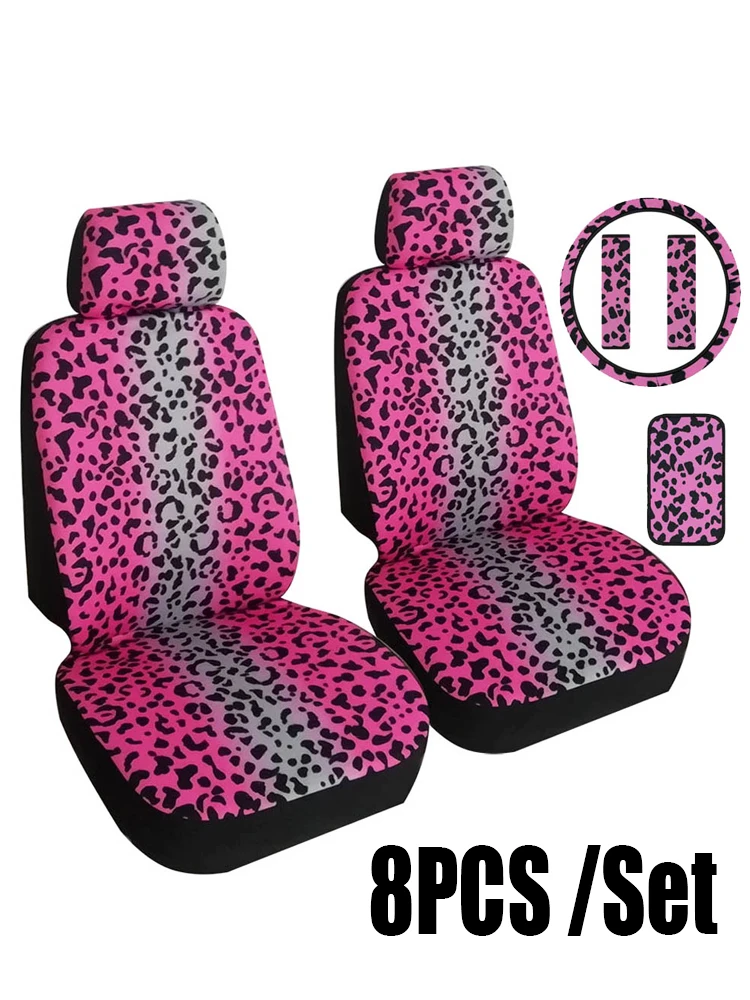 Pokrowce na fotele samochodowe 3D Pink Leopard Printing Type Cushion Four Seasons Universal Auto Front Seat Cover Protector Pad Akcesoria samochodowe — zdjęcie 2