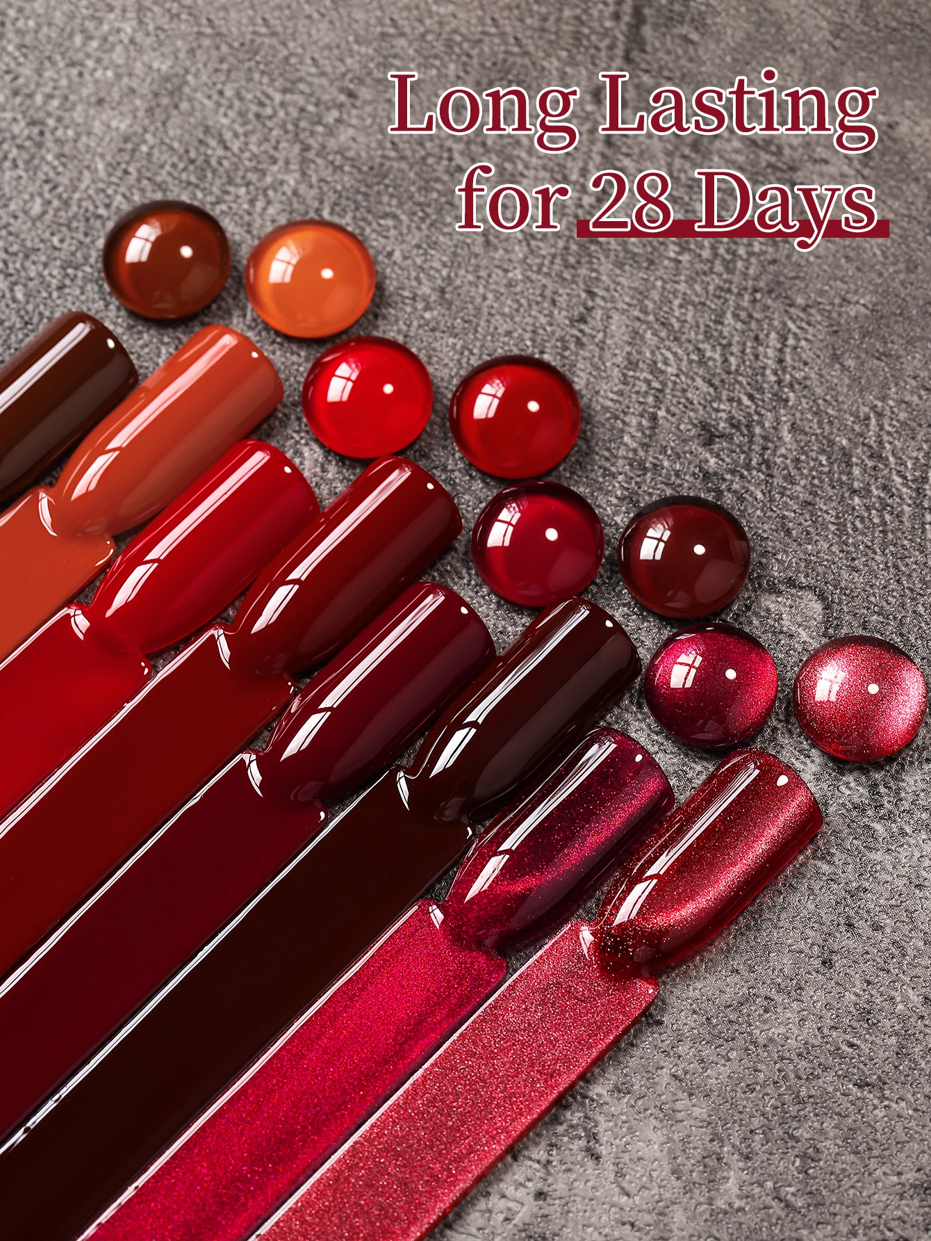 XEIJAYI 15 ml 8-teiliges Gel-Nagellack-Set aus der Ankara-Rot-Serie, UV-LED-Eintauchen-Nagellack, Feiertags-DIY-Nagellack-Design – Detail 4