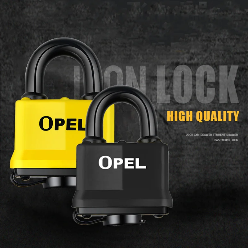 

OPEL Safety Iron Padlock Outdoor Shackle Lock Strong Steel Padlock with Pvc Protective Cover Waterproof and Dust-proof Lock