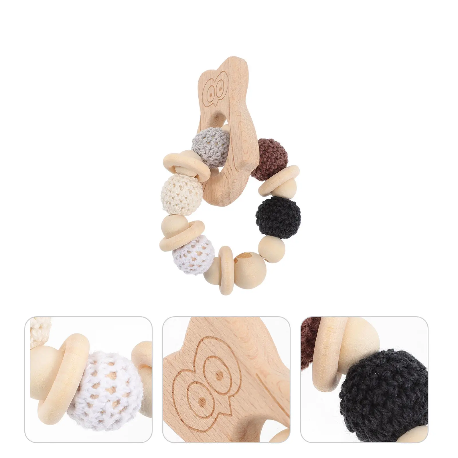 1 pièce, hibou pour bébés de 0 à 6 mois, en bois de hêtre naturel, à mâcher, sensoriel, pour nourrissons