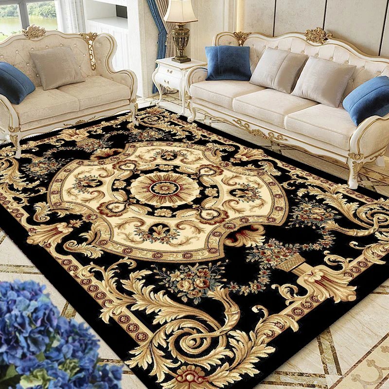 Alfombra lavable para sala de estar, tapete de estilo europeo para decoración del hogar, área de patrón tradicional, dormitorio, sofá grande