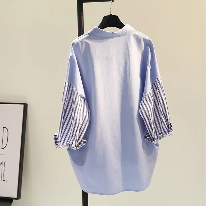 South Korea Striped Shirt Women\'s Design Sense Niche 2024 Spring Autumn New Western Style Shirt Student Shirt Fashion