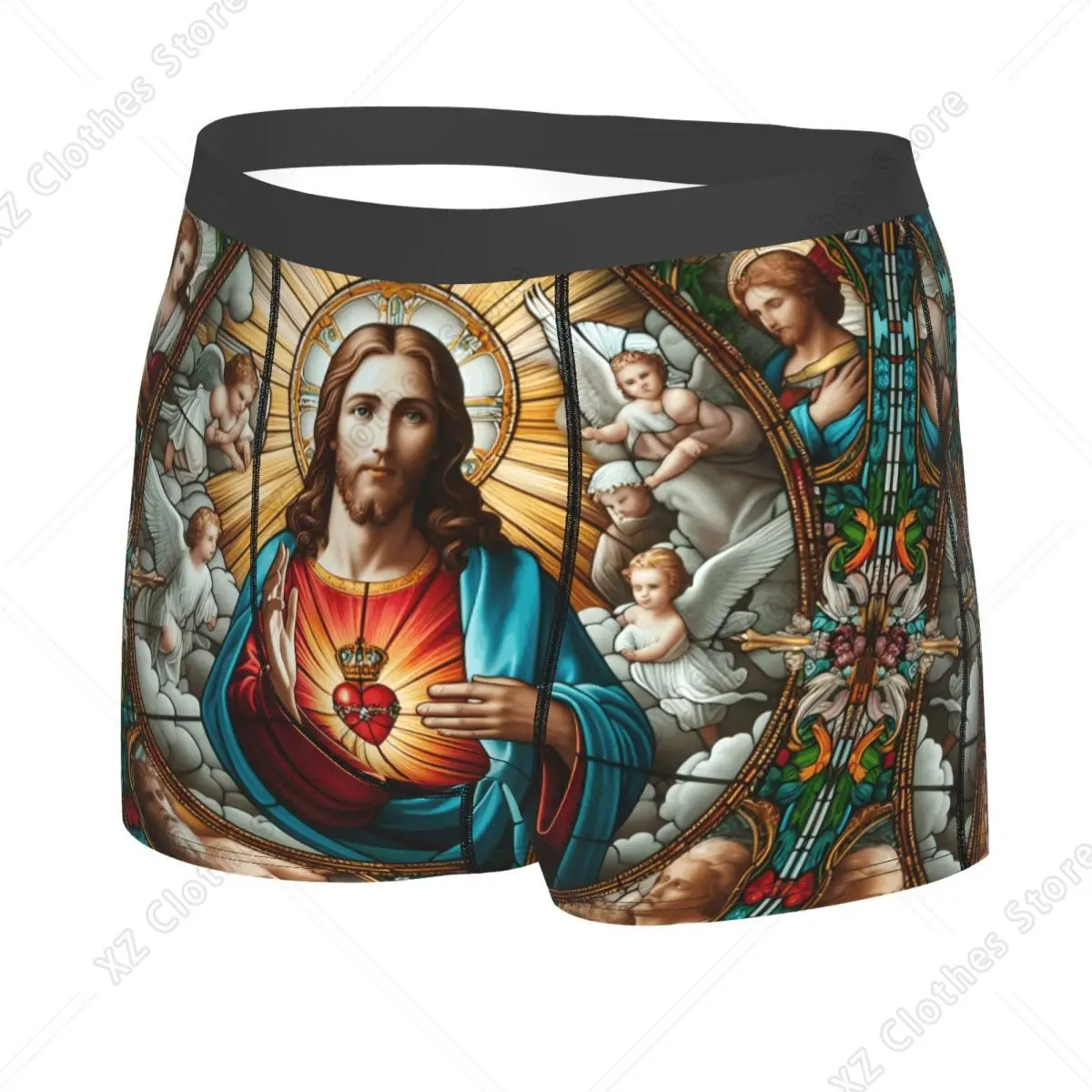 Custom Sacred Heart Of Jesus Underwear Men Printed Christian Catholic God Boxer Briefs Shorts Panties Breathable Underpants