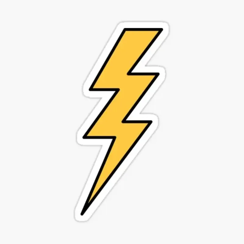

Lightning Bolt Yellow With Black Outli Stickers for Wall Luggage Water Bottles Window Cartoon Print Stickers Kid 15CM PVC KK