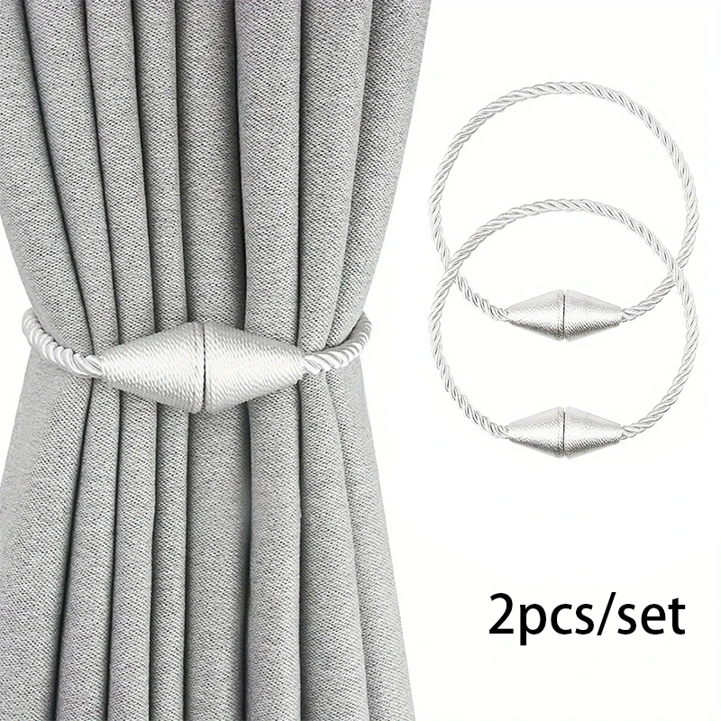 2pcs Cone Shaped Magnetic Curtain Buckle No Hole Punching No Installation Handmade Woven Minimalist Curtain Tiebacks For Home