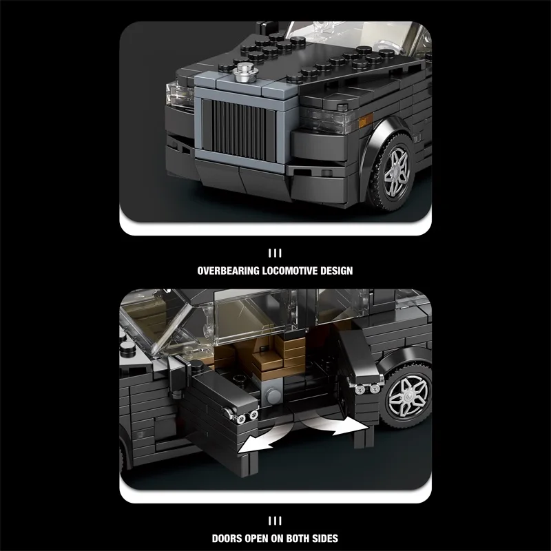 Conjunto de blocos de construção de carro de 8 grades 790, 480 peças, escala 1:24, kit de modelo SUV de luxo, montagem diy, brinquedo colecionável, presente para meninos e adultos