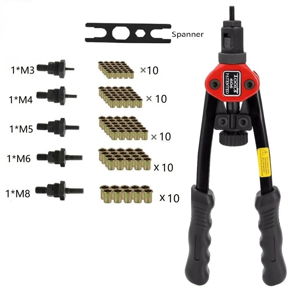 Ferramenta Riveter Gun com Mandril Intercambiável, porca roscada, rebite de perfuração, ferramenta manual, peça sobresselente, M3-M12