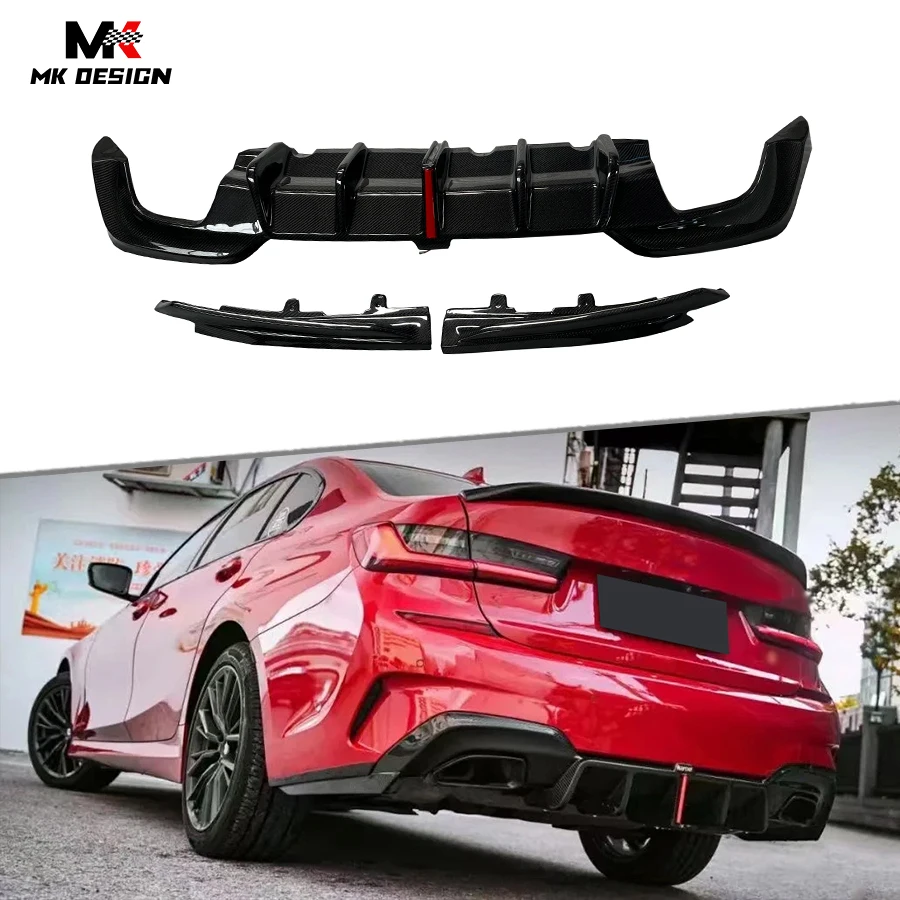 Carbon Fiber KB Style Rear Bumper Lip Diffuser for BMW 3 Series G20 M Sport 2019-2022 Rear Diffuser Splitter Side Winglets