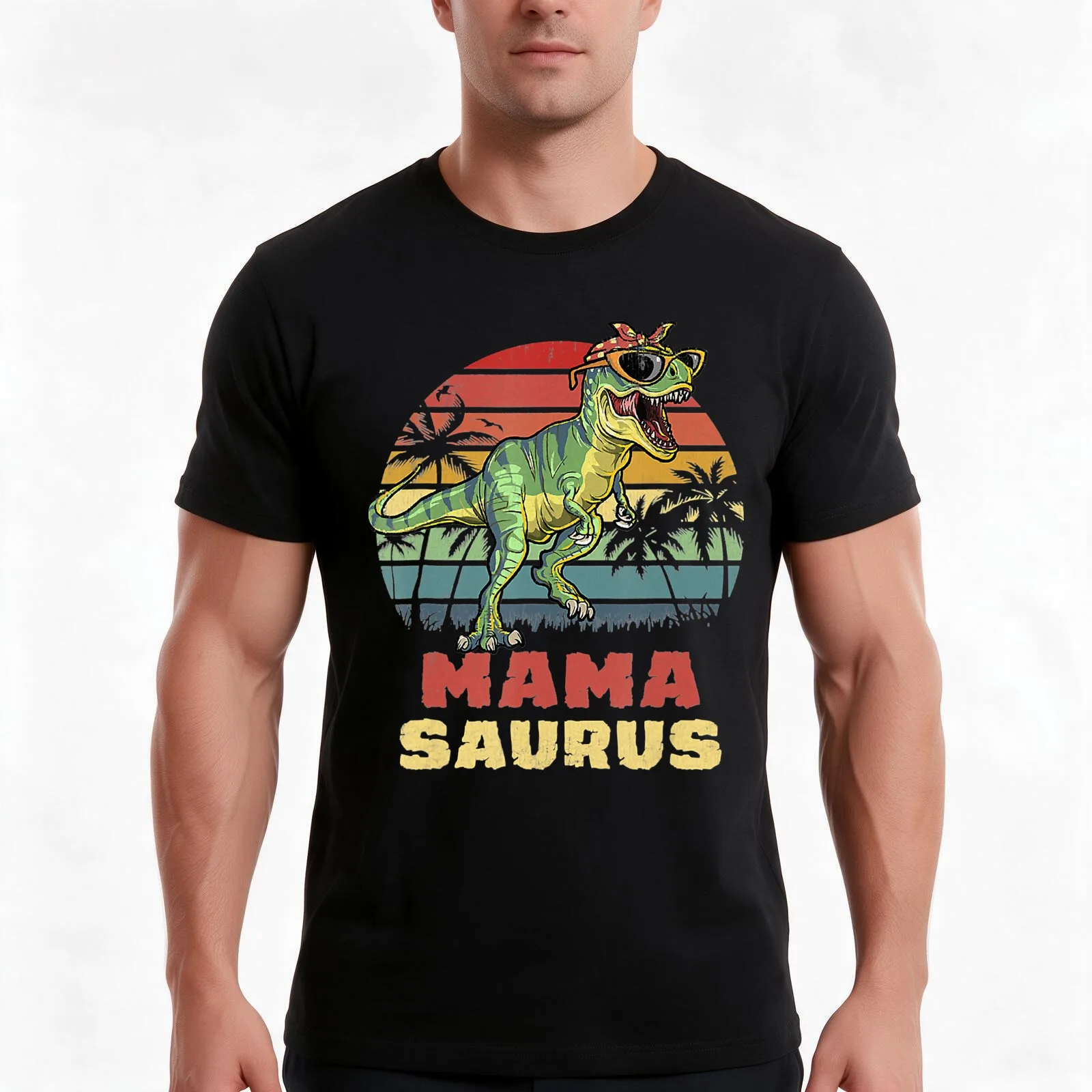 Mamasaurus T Rex Dinosaur Mama Saurus Mothers Day T-Shirt, Summer Casual Cotton Tee, Oversized Streetwear Tops, Unisex Men Women