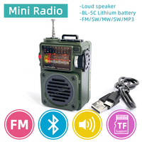 Portable Radio Mini Pocket FM AM MW SW WB Full Band Receiver Music Player Support Bluetooth MP3 Spectrumlight TF-Card Battery