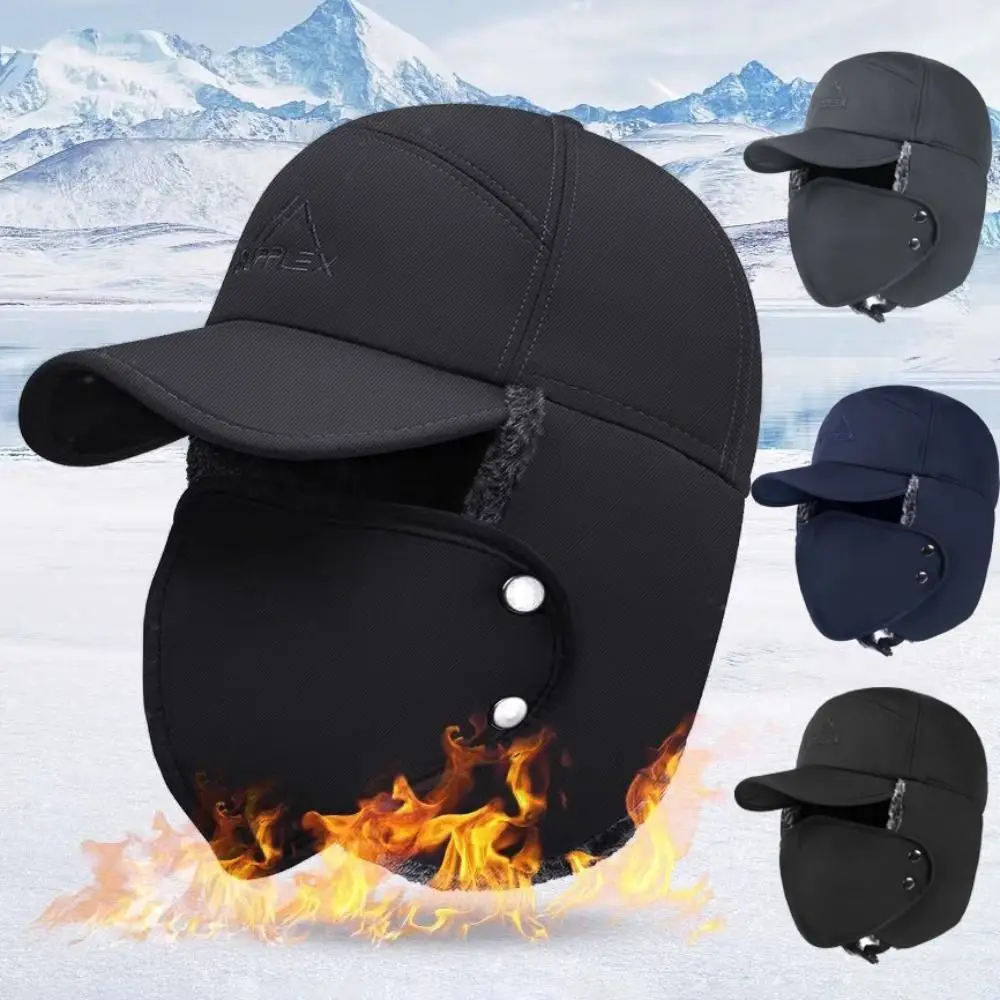 Windproof Winter Chapéus com Earflap Máscara para Homens e Mulheres, Esqui, Quente, Neve Cap, Proteção Orelha, Algodão Bomber Chapéus, Alta Qualidade