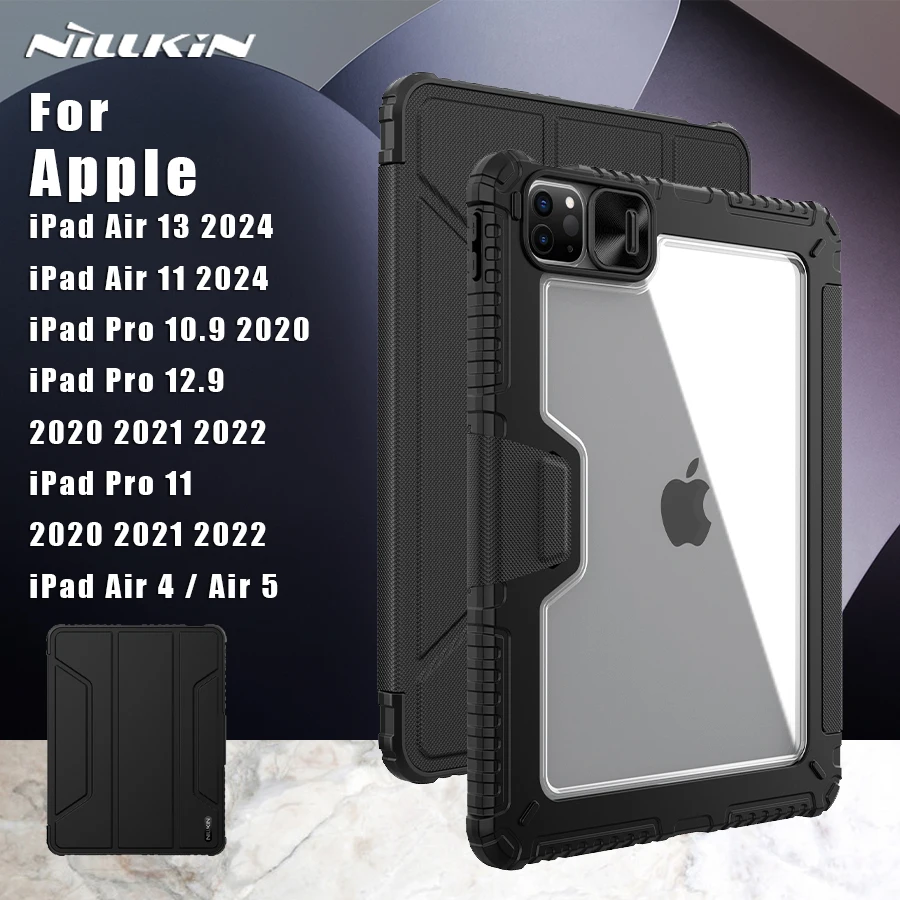 For iPad Pro 11 Pro 12.9 2022 2021 2020 Pro 10.9 2020 Air 11 13 2024 Air 5 4 Case Bumper Flip Leather Folding Cover Protection