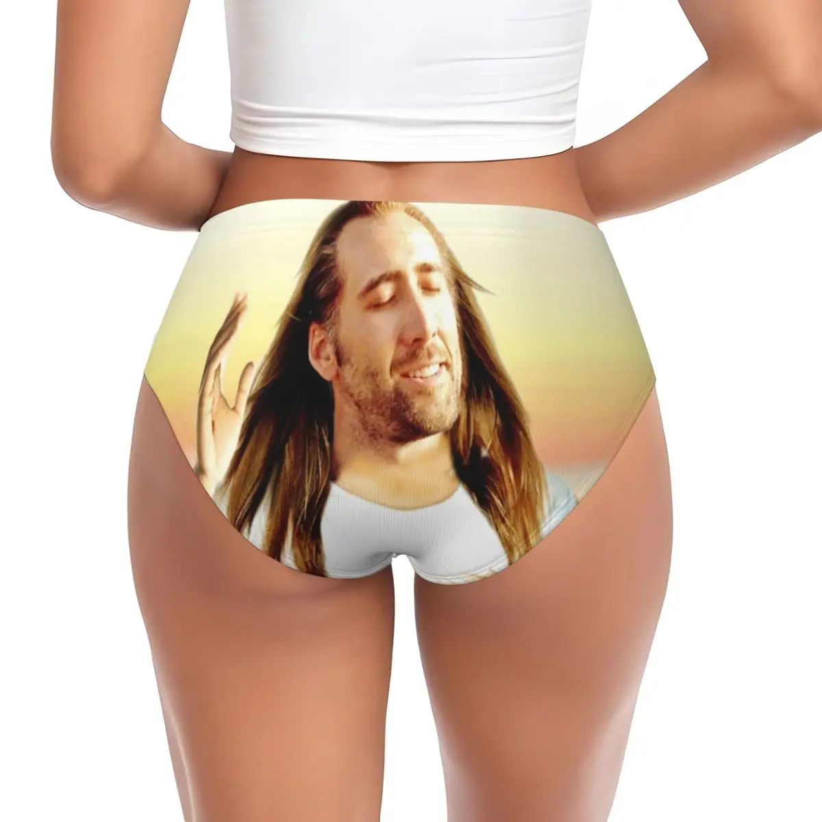 Custom Women's Nicolas Cage Panties Comfort Jesus Meme Briefs Underwear