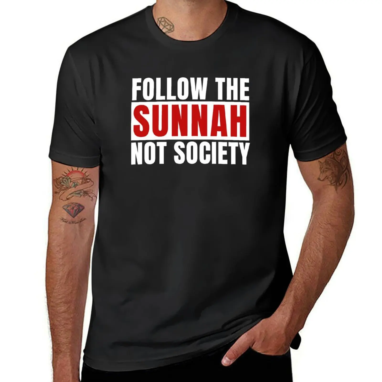 

Follow Sunnah Not Society T-Shirt vintage Short sleeve tee quick-drying black t shirts for men